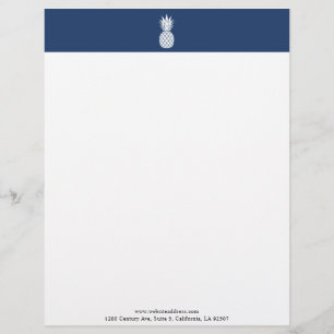 Papel Timbrado Logótipo do abacaxi branco moderno - cabeça