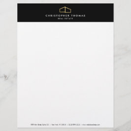 Papel Timbrado Logotipo doméstico moderno Faux Dourado a preto