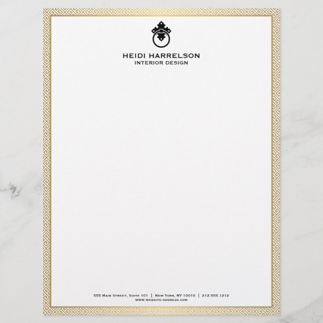 Papel Timbrado Logotipo Dourado/Borda Preta do Botão da Porta Vin (Frente)