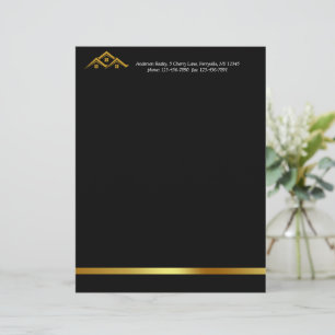 Papel Timbrado Logotipo Dourado de Casa de Imóveis Moderno Corret