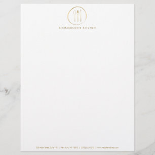 Papel Timbrado LOGOTIPO DOURADO do ESBOÇO da FACA da COLHER da