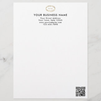 Papel Timbrado Logotipo Empresarial de Código QR Preto Minimalist