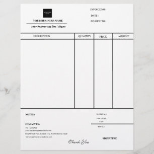 Papel Timbrado Logotipo Empresarial  Letra de Cabeçalho de Fatura