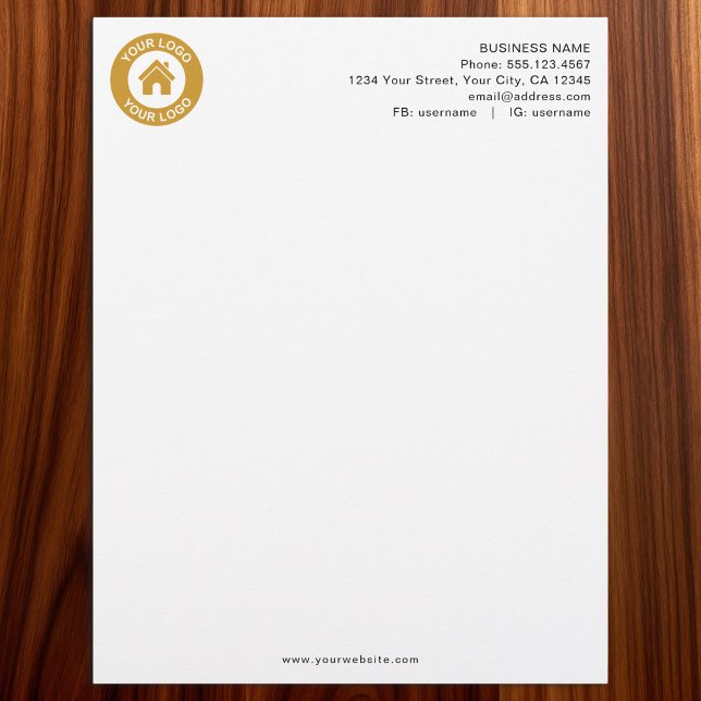 Papel Timbrado Logotipo Empresarial Personalizado Preto e Branco (Criador carregado)