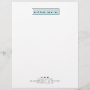 Papel Timbrado Logotipo Feminino Azul Mínimo profissional
