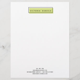 Papel Timbrado Logotipo Feminino Verde Mínimo profissional