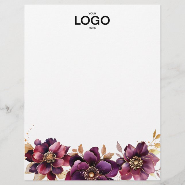 Papel Timbrado Logotipo Floral Elegante (Frente)