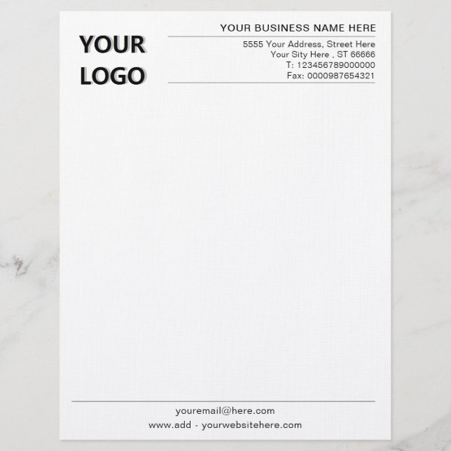 Papel Timbrado Logotipo personalizado do escritório comercial com (Frente)