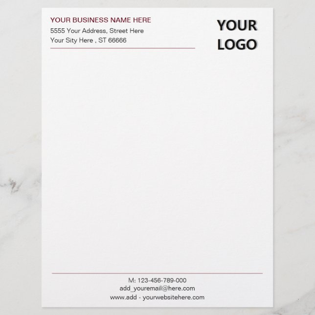 Papel Timbrado Logotipo Personalizado do Office Letterhead (Frente)