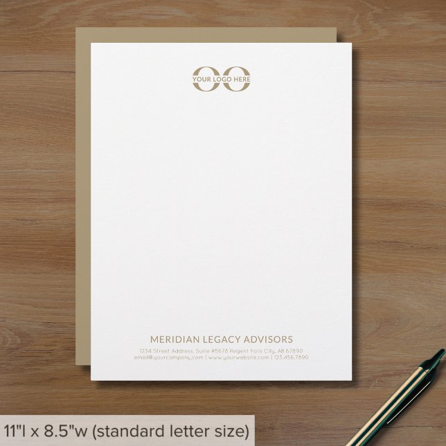 Papel Timbrado Logotipo Personalizado Dourado Branco (Criador carregado)