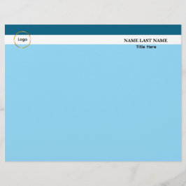 Papel Timbrado Logotipo Personalizado Elegante Azul Poeira Branco