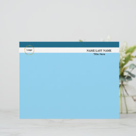 Papel Timbrado Logotipo Personalizado Elegante Azul Poeira Branco