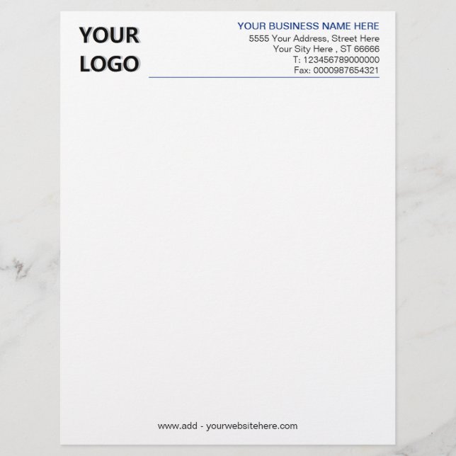 Papel Timbrado Logotipo Personalizado Simples para Empresas (Frente)