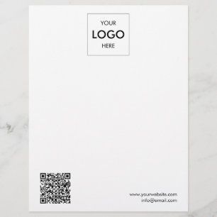 Papel Timbrado Logotipo QR Código Professional Letterhead Simples