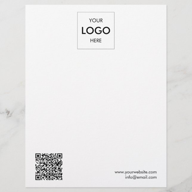 Papel Timbrado Logotipo QR Código Professional Letterhead Simples (Frente)