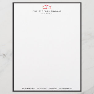 Papel Timbrado Logotipo residencial moderno Imóveis, Realtor Verm