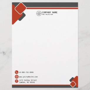 Papel Timbrado Logotipo vermelho moderno da empresa Letterhead