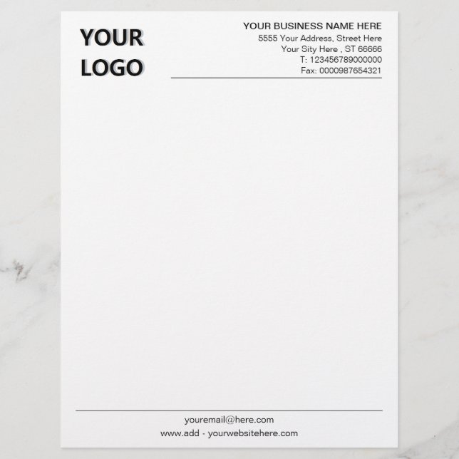Papel Timbrado Logotipos personalizados para empresas com logotip (Frente)