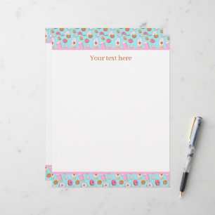 Papel Timbrado Loja de doughnut em azulejos fofa 