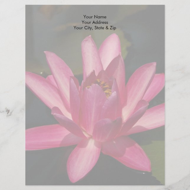 Papel Timbrado Lotus Waterlily Rosa (Frente)