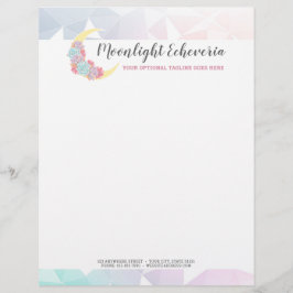 Papel Timbrado Lua e Sucultos Pastel Mystic Boho Floral Cactus