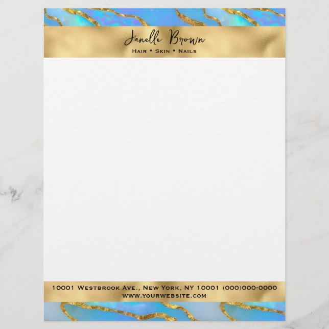 Papel Timbrado Luxury Holographic Faux Opal Stone (Frente)