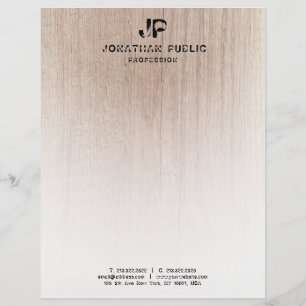 Papel Timbrado Madeira com aspecto monograma de texto em relevo M