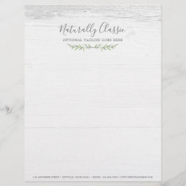 Papel Timbrado Madeira Rústica e Folha Botânica Ramais Verdes