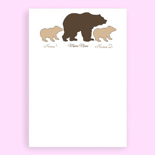 Papel Timbrado Mama Urso Personalizada Com 2 Nomes de Filhos Pres