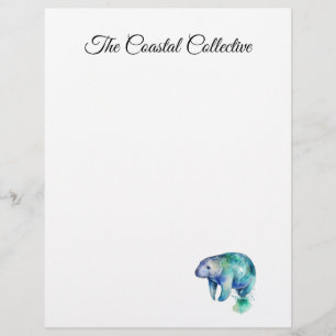 Papel Timbrado Manatee Sussurro Oceânico, personalizado