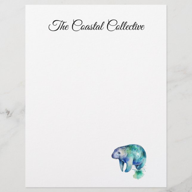 Papel Timbrado Manatee Sussurro Oceânico, personalizado (Frente)