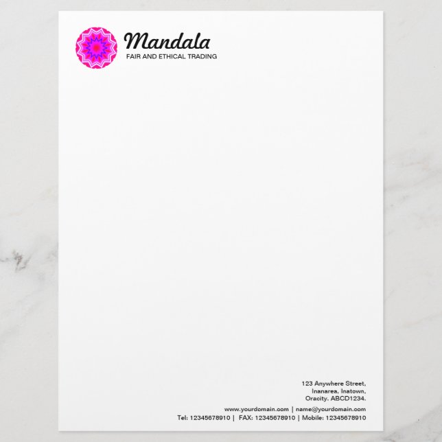 Papel Timbrado Mandala caleidoscópica 010 (Frente)