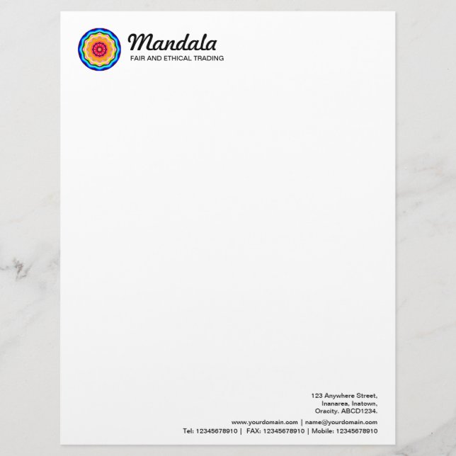Papel Timbrado Mandala caleidoscópica 012 (Frente)