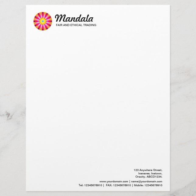 Papel Timbrado Mandala caleidoscópica 014 (Frente)