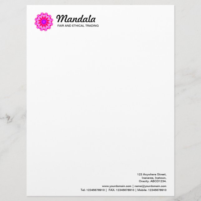 Papel Timbrado Mandala caleidoscópica 027 (Frente)