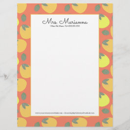 Papel Timbrado Mango Laranja Fruta Amarelo