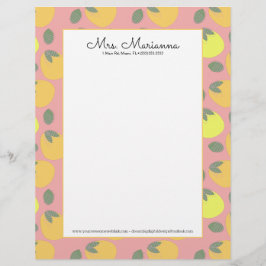 Papel Timbrado Mango Laranja Fruta Amarelo