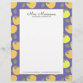 Papel Timbrado Mango Laranja Fruta Amarelo