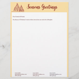 Papel Timbrado Manteiga Amarelo Árvore de Natal Vermelha - Letra