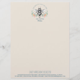 Papel Timbrado Mão Desenhada Mão Abelha Apiary Floral Lett
