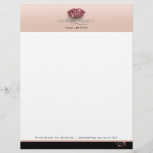 Papel Timbrado Maquiagem Artista/Lábios Sparkle de Ouros