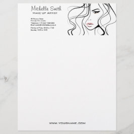 Papel Timbrado Maquiagem Feminina Elegante Negra e Branca Minimal