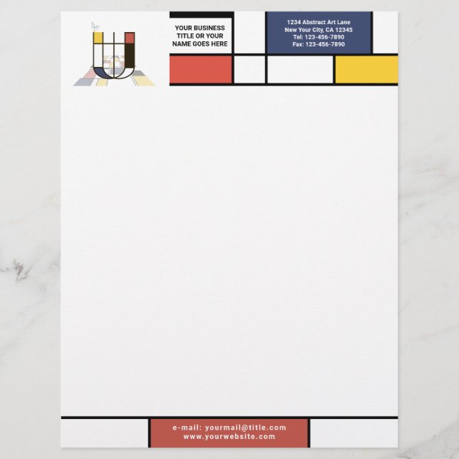 Papel Timbrado Maravilhoso Monograma de Arte Moderna. Letra U (Frente)