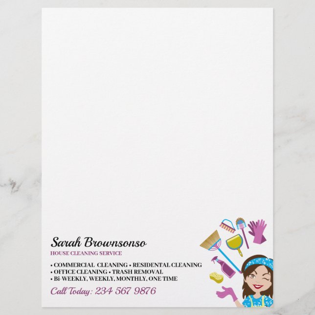 Papel Timbrado Marca Janitorial Rosa Roxa para Limpeza (Frente)