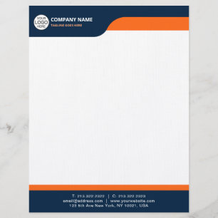 Papel Timbrado Margem Letterhead com Laranja Dinâmico e Contraste