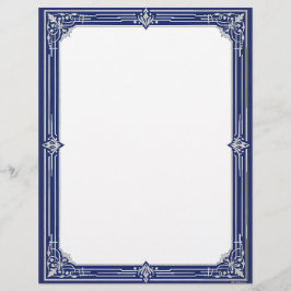 Papel Timbrado Marine Blue and Silver Art Deco