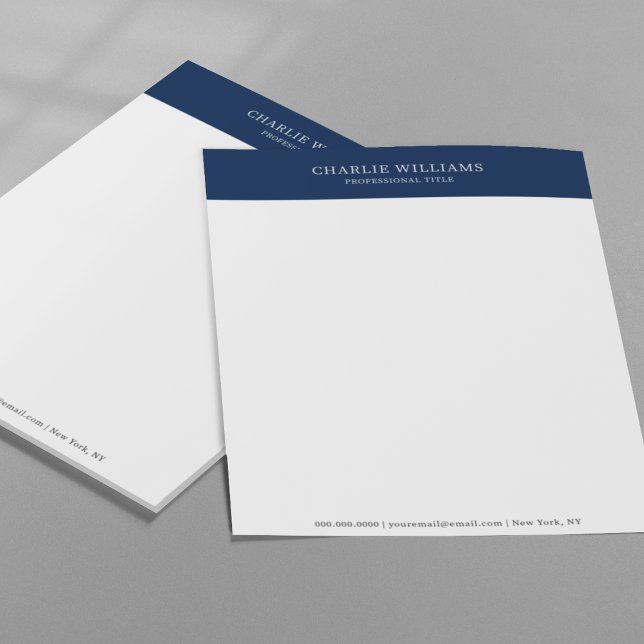 Papel Timbrado Marinho Elegante Azul Obrigado Após A Entrevista D (Elegant Navy Blue Thank You After Job Interview Letterhead
)