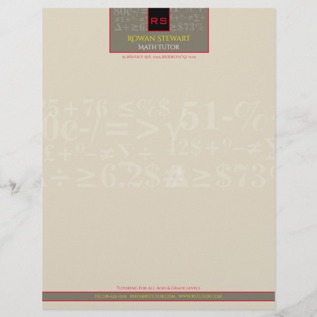 Papel Timbrado Math Tutor Letterhead (Frente)