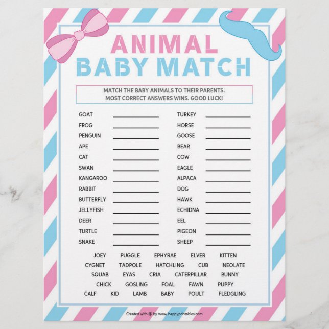 Papel Timbrado Matriz de Bebês Animal [Surpresa ao Gênero] (Frente)