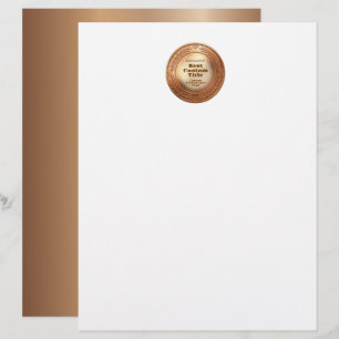 Papel Timbrado Medal Personalizado 3D Realista Folha de Bronze Ed